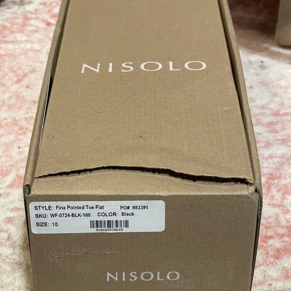 Nisolo New in Box Black Fina Pointed Toe Leather Flats Size 10 - Picture 3 of 7